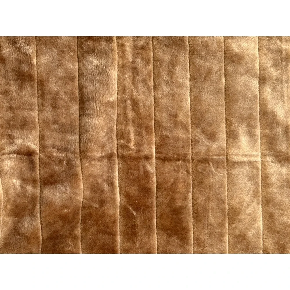 Caramel Brown Ribbed Faux Fur Throw Blanket Plush Channeled Luxury Bedding Decor